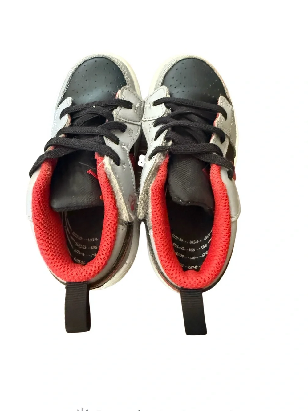 Air Jordan 1 Low Flyer Kids Sneakers in Black/Cement & Red-Size 9C